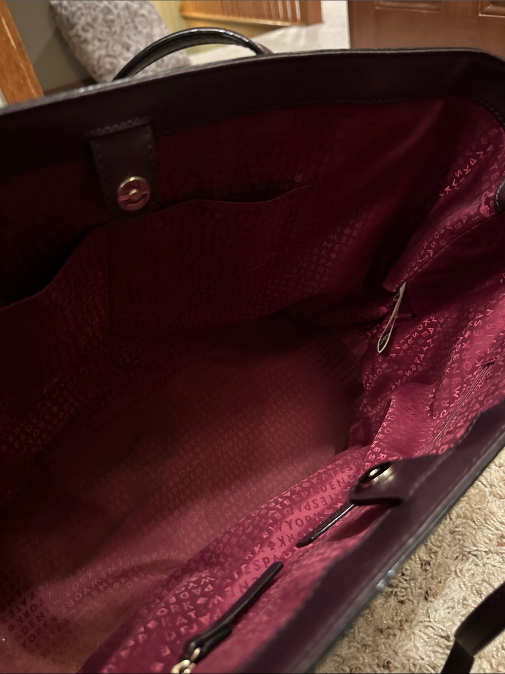 kate spade plum leather tote in wine - Picture 11 of 14